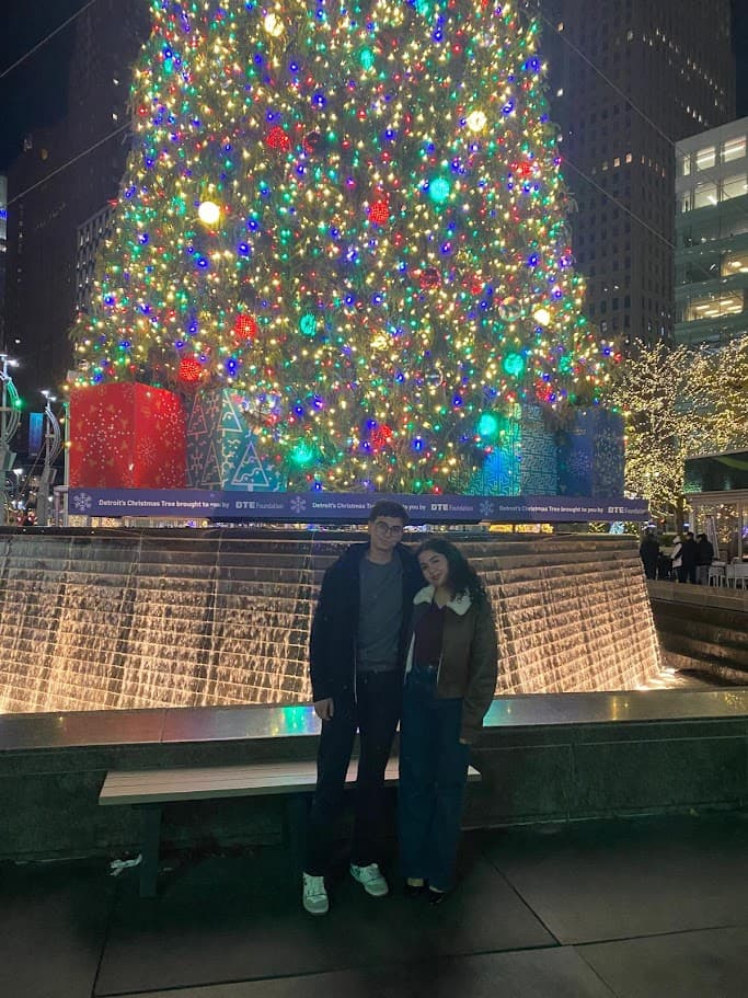 Us at the Christmas tree